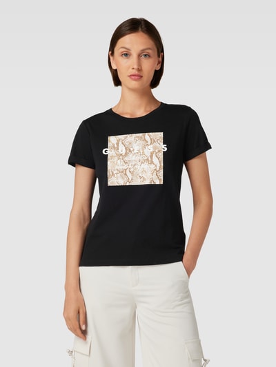 Guess T-shirt met labelprint, model 'PYTHON' Zwart - 4