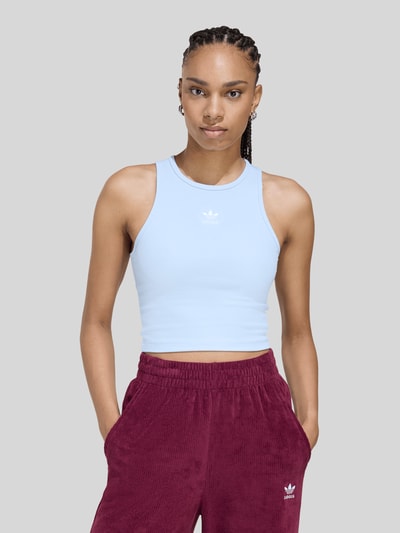 adidas Originals Slim Fit Crop Top aus reiner Baumwolle Hellblau 4