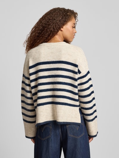PIECES Relaxed Fit Strickpullover mit Woll-Anteil Modell 'LINE' Beige Melange 5