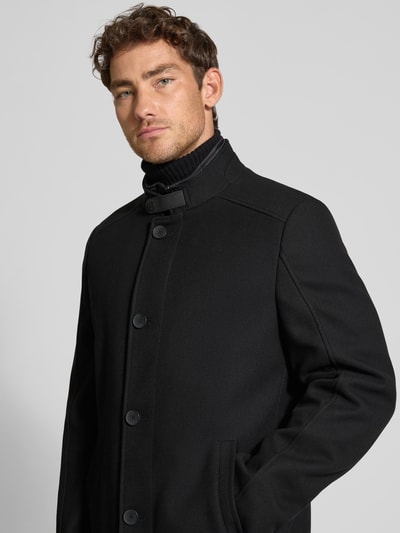 Cinque Lange jas met opstaande kraag, model 'Liverpool' Zwart - 3