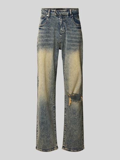 Produktfoto, blaue Loose Fit Jeans aus Baumwoll-Mix Modell 'RAFI' von Don’t Waste Culture, verwaschene Optik und Used-Details, Herren Relaxed Fit Jeans
