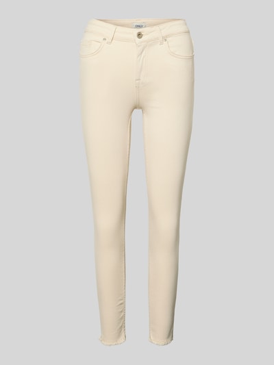 Produktfoto, Skinny Fit Jeans aus Baumwoll-Mix Modell 'BLUSH' von ONLY, Look: effen, pasvorm: skinny fit, mid waist, enkellengte, labelpatch, knoop- en ritssluiting, 5-pocketmodel, materiaal: katoenmix