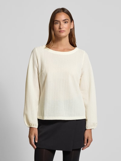 Zero Longsleeve mit geripptem Rundhalsausschnitt Ecru 4