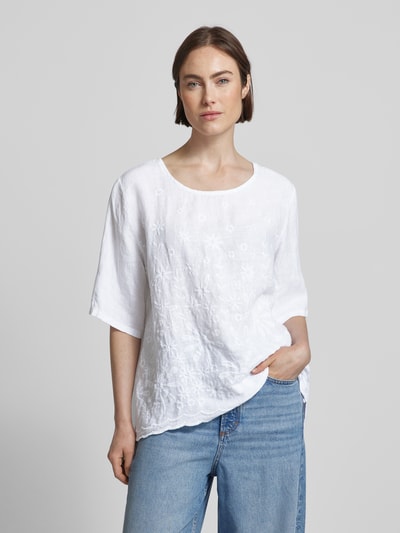 ZABAIONE Linnen blouse met structuurmotief, model 'La44ura' Offwhite - 4