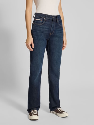 Calvin Klein Jeans High Rise Straight Fit Jeans mit Label-Detail Dunkelblau 4