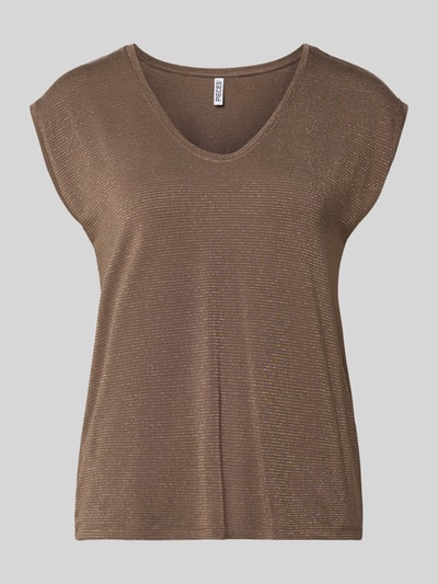 Produktfoto, Regular Fit Shirt aus Viskose-Mix Modell 'BILLO' von Pieces, Optik: Unifarben, schimmernd, gestreift, Label-Stitching-Applikation, Effektgarn, U-Ausschnitt, ohne Ärmel, Material: Viskose-Mix