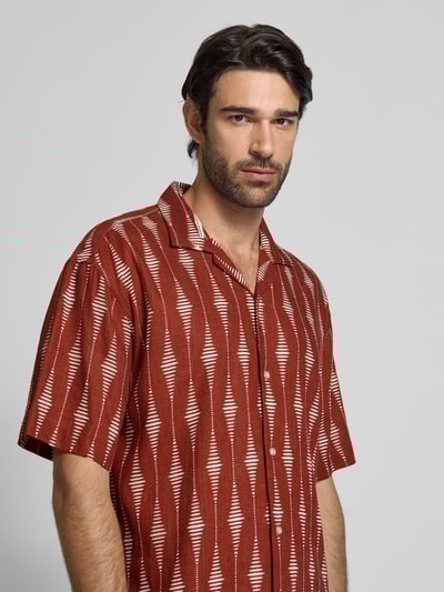 MCNEAL Vrijetijdsoverhemd van een mix van viscose en linnen Donkerrood - 3