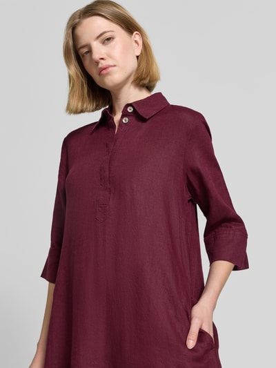 Christian Berg Woman Knielanges Hemdblusenkleid aus Leinen mit 3/4-Arm Schoko 3