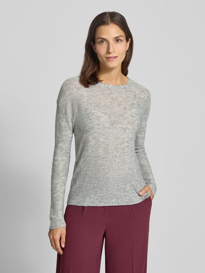 Brax Strickpullover aus Woll-Mix mit Pailletten Modell 'Lesley' Mittelgrau 4