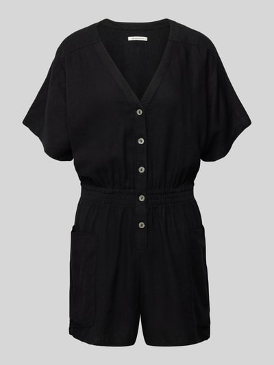 Tom Tailor Denim Jumpsuit aus Leinen-Viskose-Mix mit Knopfleiste Black 2