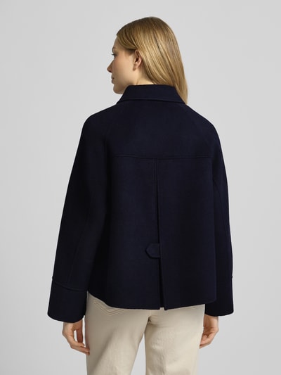 Blonde No. 8 Relaxed fit Jack van wolmix met platte kraag Donkerblauw - 5
