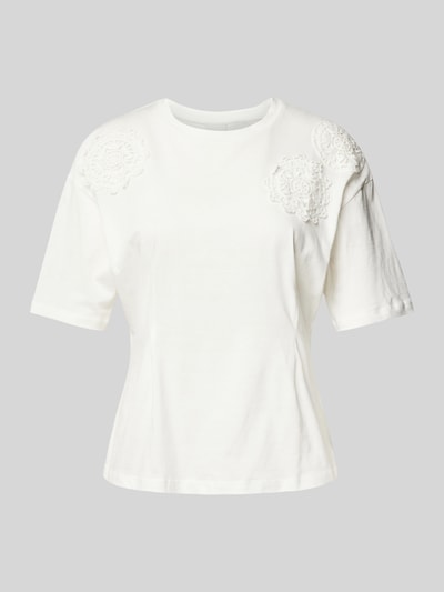 ICHI T-Shirt mit Zierbesatz Modell 'NABIA' Offwhite 2