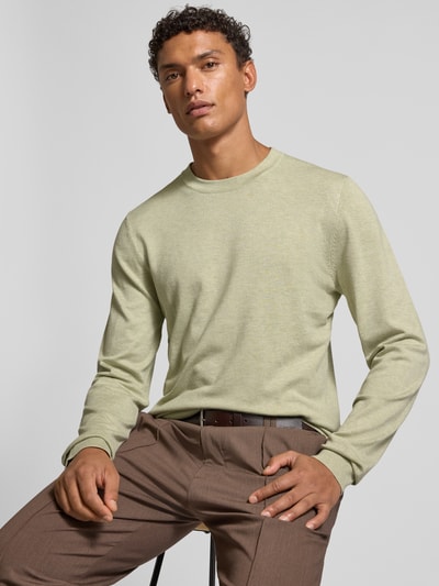 MCNEAL Gebreide pullover met ribboorden Rietgroen gemêleerd - 3