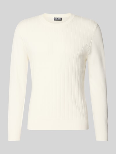 Produktfoto, Regular Fit Sweatshirt aus elastischem Viskose-Mix von Antony Morato in Weiß mit Ripp-Optik, Rundhalsausschnitt und elastischen Abschlüssen.