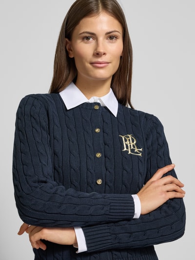 Lauren Ralph Lauren Strickcardigan mit Zopfmuster Modell 'RALHAN' Marine 3