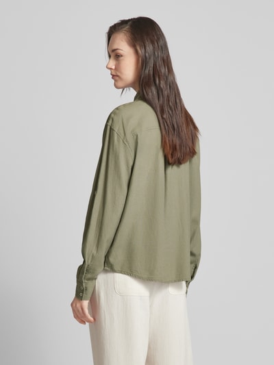 ICHI Linnen blouse met platte kraag, model 'Lino' Rietgroen - 5