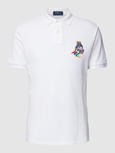 Polo Ralph Lauren Slim Fit Poloshirt mit Motiv-Stitching Weiss 2