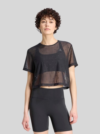 adidas Training Cropped Fit Sport T-Shirt aus Mesh mit Logo-Stitchings Black 2