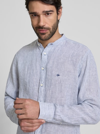 Fynch-Hatton Slim fit linnen overhemd met opstaande kraag Marineblauw - 3