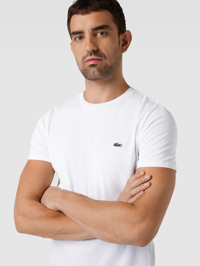 Lacoste T-shirt w jednolitym kolorze model ‘Supima’ Biały 3