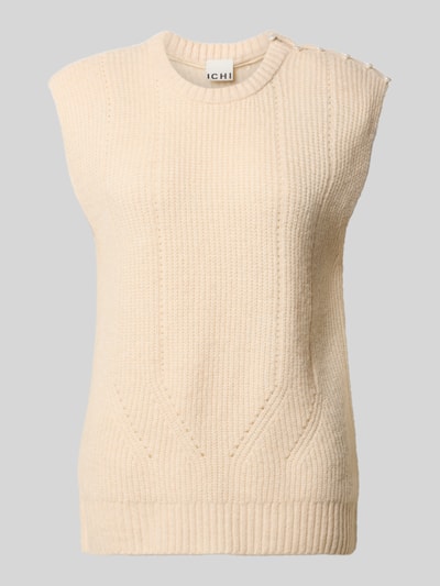 ICHI Pullunder mit gerippten Abschlüssen Modell 'PROVOKE' Offwhite 2