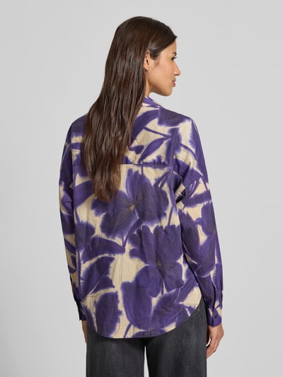 0039 Italy Blouse met lange mouwen met V-hals, model 'DERRY' Violet - 5