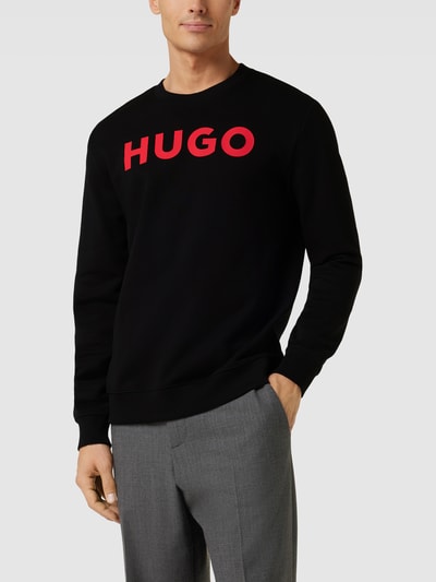 HUGO Sweatshirt met labeldetail, model 'Dem' Zwart - 4