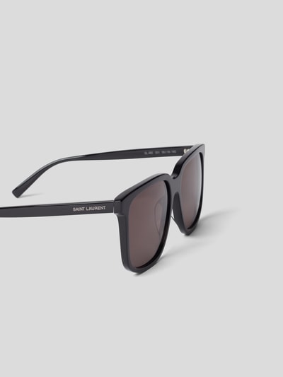 Saint Laurent Unisex Sonnenbrille mit Label-Prints Schwarz 3