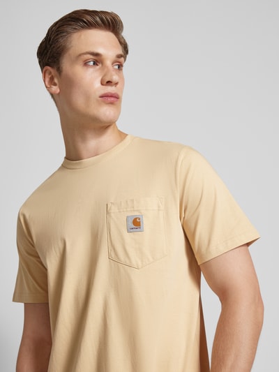 Carhartt Work In Progress T-shirt met labelpatch, model 'POCKET' Beige - 3