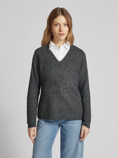 Vero Moda Regular Fit Strickpullover in Melange Modell 'CREWLEFILLE' Mittelgrau 4