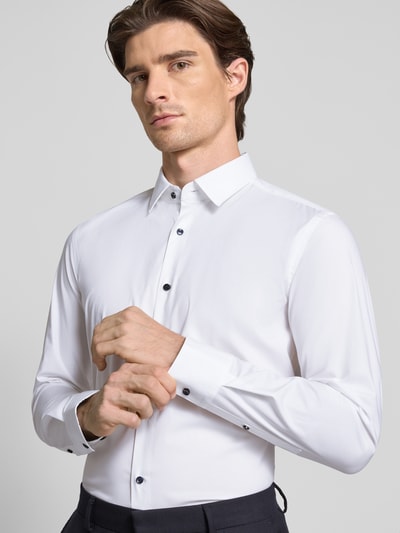 BOSS Slim Fit Businesshemd aus Baumwoll-Mix Modell 'HANK' Weiss 3