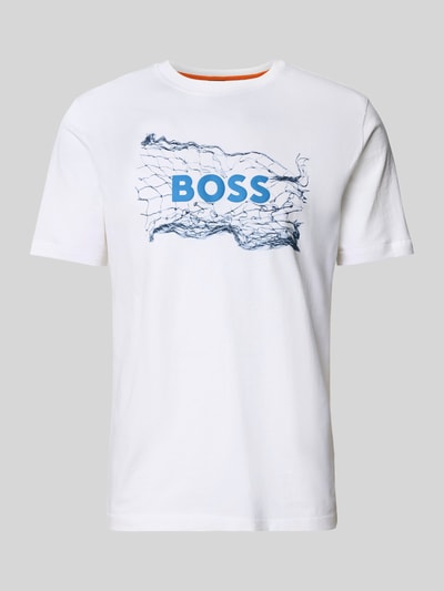 BOSS Orange T-Shirt mit Label-Print Weiss 2