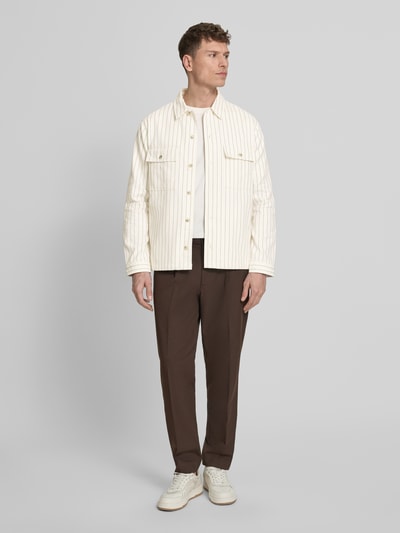 HUGO Oversized Hemdjacke aus reiner Baumwolle Modell 'EPOLDO' Offwhite 1