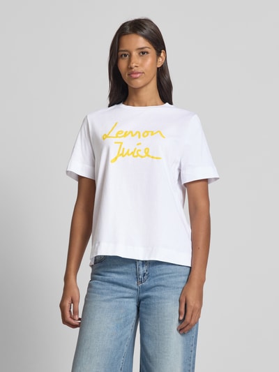 Rich & Royal T-Shirt mit geripptem Rundhalsausschnitt Weiss 4