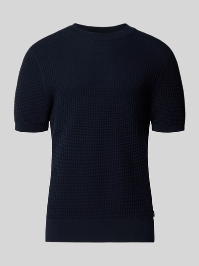 Produktfoto, Regular Fit Strick-Shirt aus reiner Baumwolle Modell H-NILTON od BOSS, jednolity, strukturalny wzór, okrągły dekolt, krótki rękaw