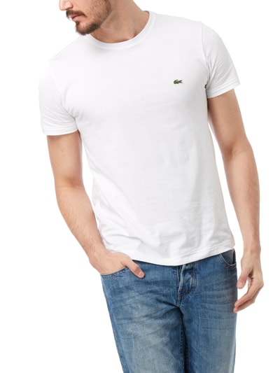 Lacoste Regular Fit T-Shirt mit Logo-Aufnäher Weiss 4