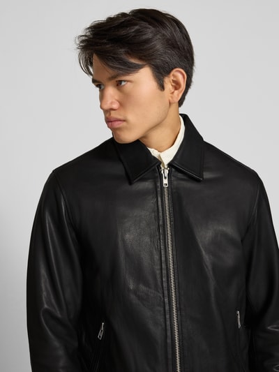 JACK & JONES Lederjacke mit Kentkragen Modell 'CASABLANCA' BLACK 3