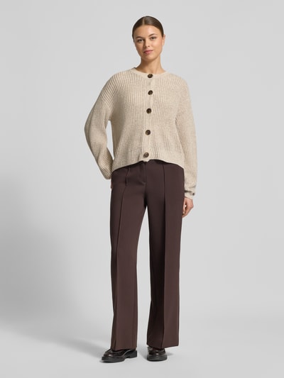 VERO MODA Kardigan rozpinany krój regular fit z jednorzędową listwą guzikową Model 'LEA' Piaskowy 1
