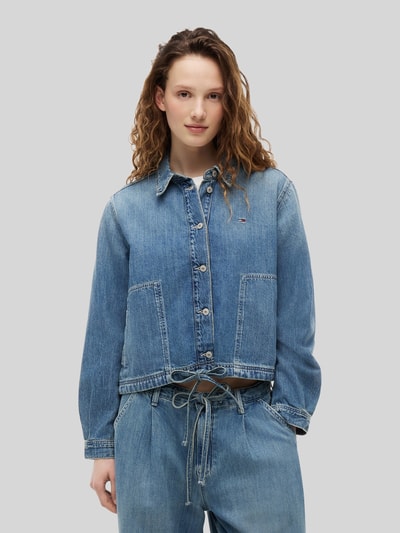Tommy Jeans Kurtka jeansowa o kroju relaxed fit z mieszanki bawełny i lnu z tunelem Jeansowy niebieski 4