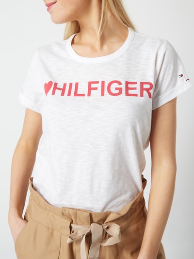 TOMMY HILFIGER Boxy Fit T-Shirt mit Logo-Print Weiss 3