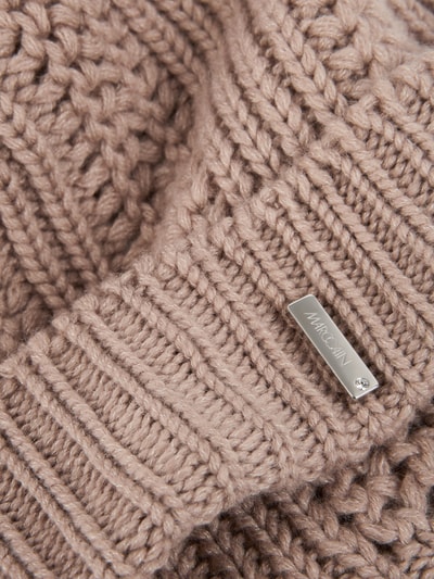 Marc Cain Mütze aus Wolle Kaschmir mit Label-Detail Taupe 3