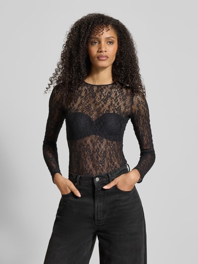 HUGO Slim fit body met kant Model 'DULIETTA' Zwart - 4