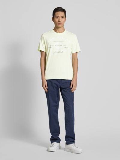 Tom Tailor Regular Fit T-Shirt aus reiner Baumwolle mit Label Print Neon Gelb 1