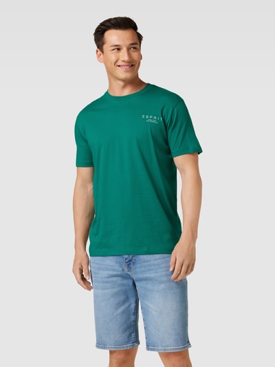 Esprit T-shirt w jednolitym kolorze z nadrukiem z logo Petrol 4