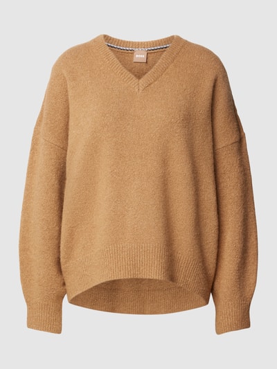 BOSS Strickpullover mit V-Ausschnitt Modell 'Fondiani' Camel 2