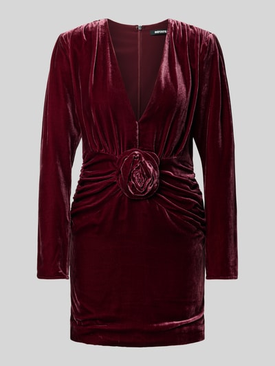 Produktfoto, Minikleid aus Viskose-Mix von ROTATE, Aksamit, kwiatowy ozdobny detal, dopasowany krój, z długim rękawem, całkowita długość 86 cm, szerokość w rozmiarze 36: 44 cm, długość rękawów 63 cm