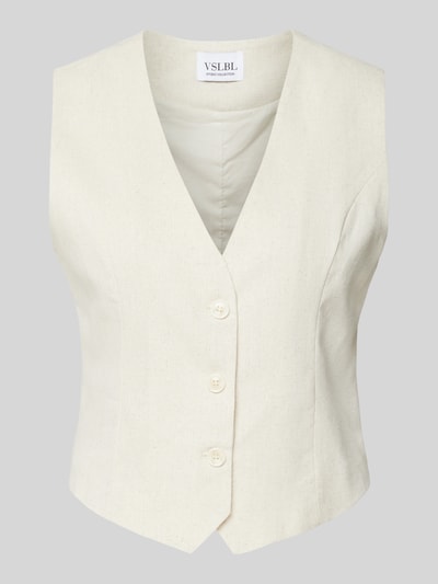 VILLA SOPHIE Linnen gilet met V-hals, model 'ELLA' Beige - 2