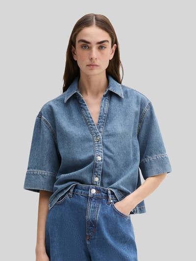 Marc O'Polo Regular Fit Kurzarmbluse aus Baumwolle-Lyocell-Mix Ocean Melange 4