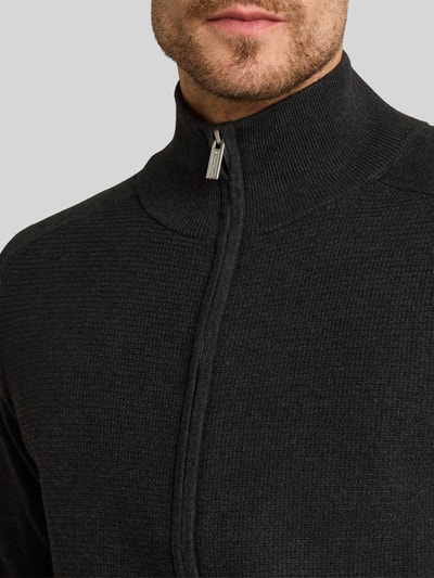 Tom Tailor Regular Fit Strickjacke aus reiner Baumwolle Dunkelgrau 3