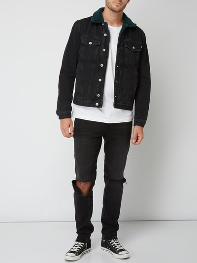 Diesel Jeansjacke mit Teddyfutter Black 1